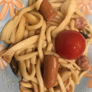 5分で、簡単パスタ風うどん